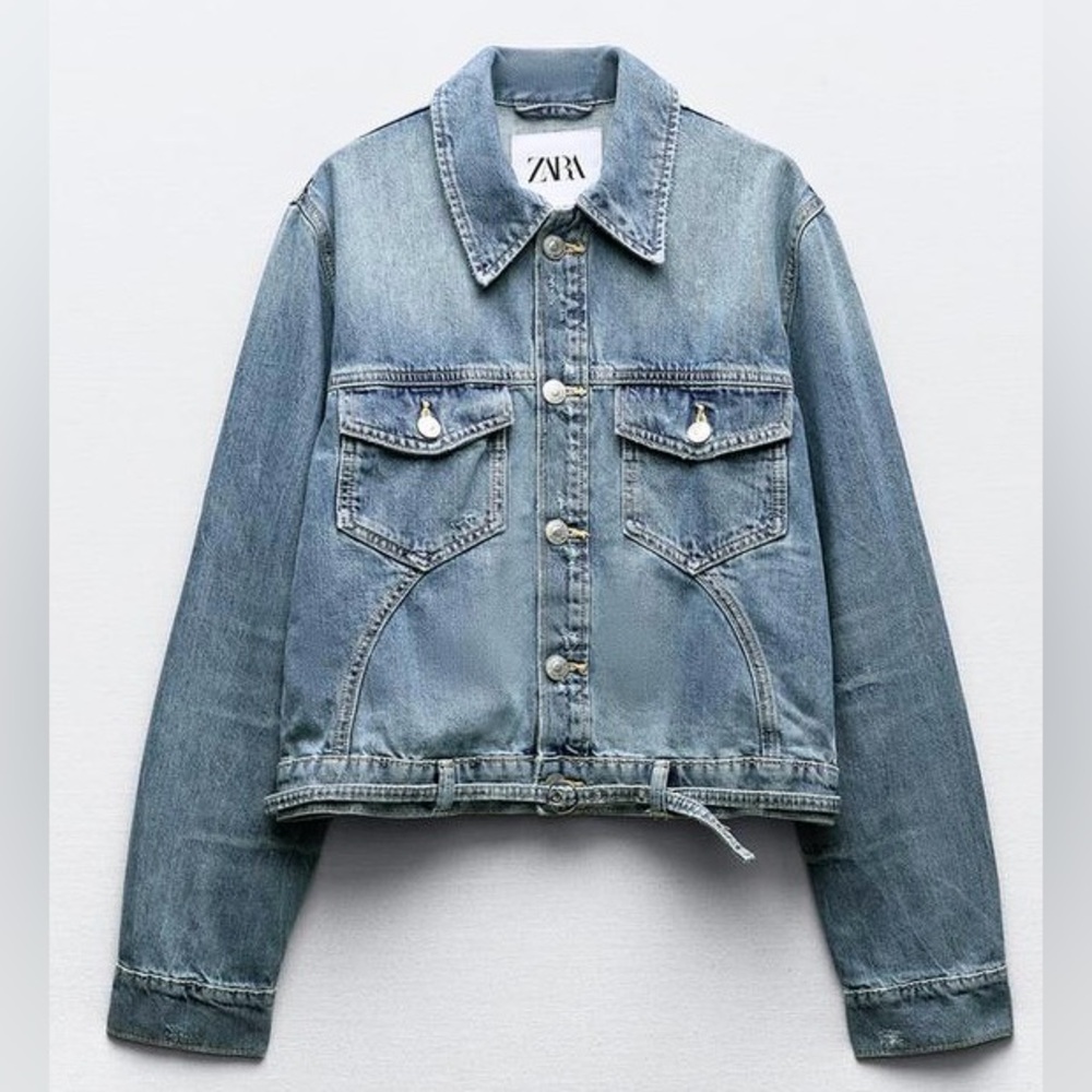 ZARA TRF DENIM JACKET WITH BELT - NWT